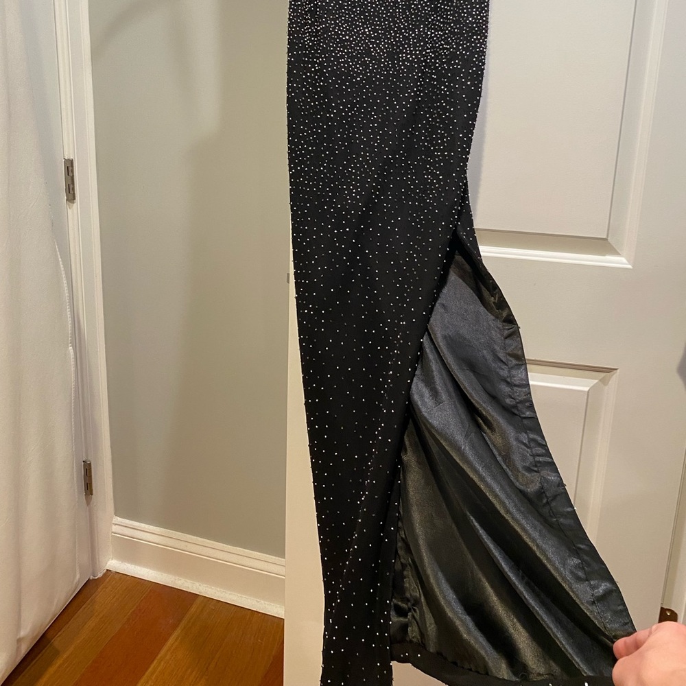 Scala, Beaded Black Floor-Length Gown, With Side … - image 2